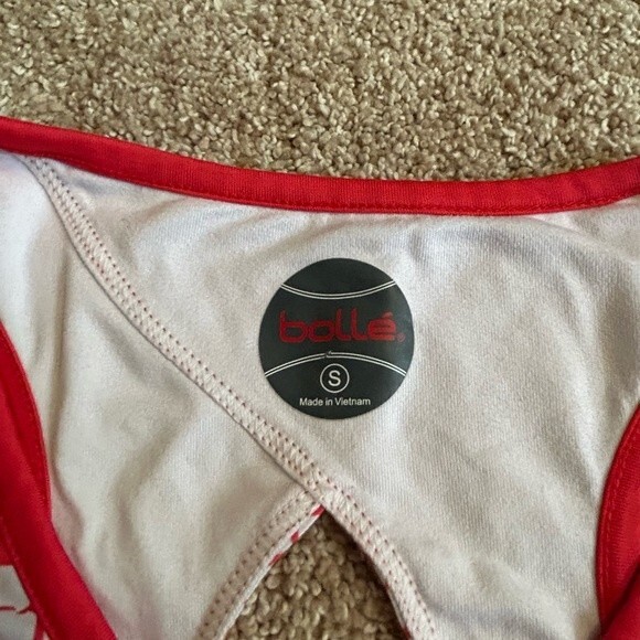 Bolle Tennis Top sz S Built in bra Red soft active athletic Racerback - Picture 7 of 7